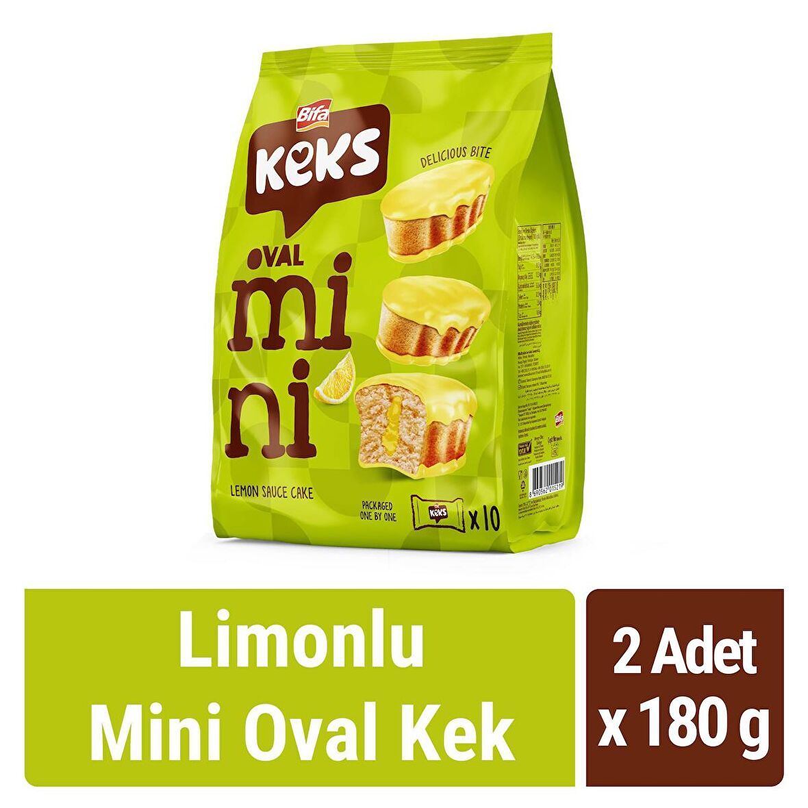 Bifa Keks Mini Oval Kek Limonlu 180 gr x 2 Adet