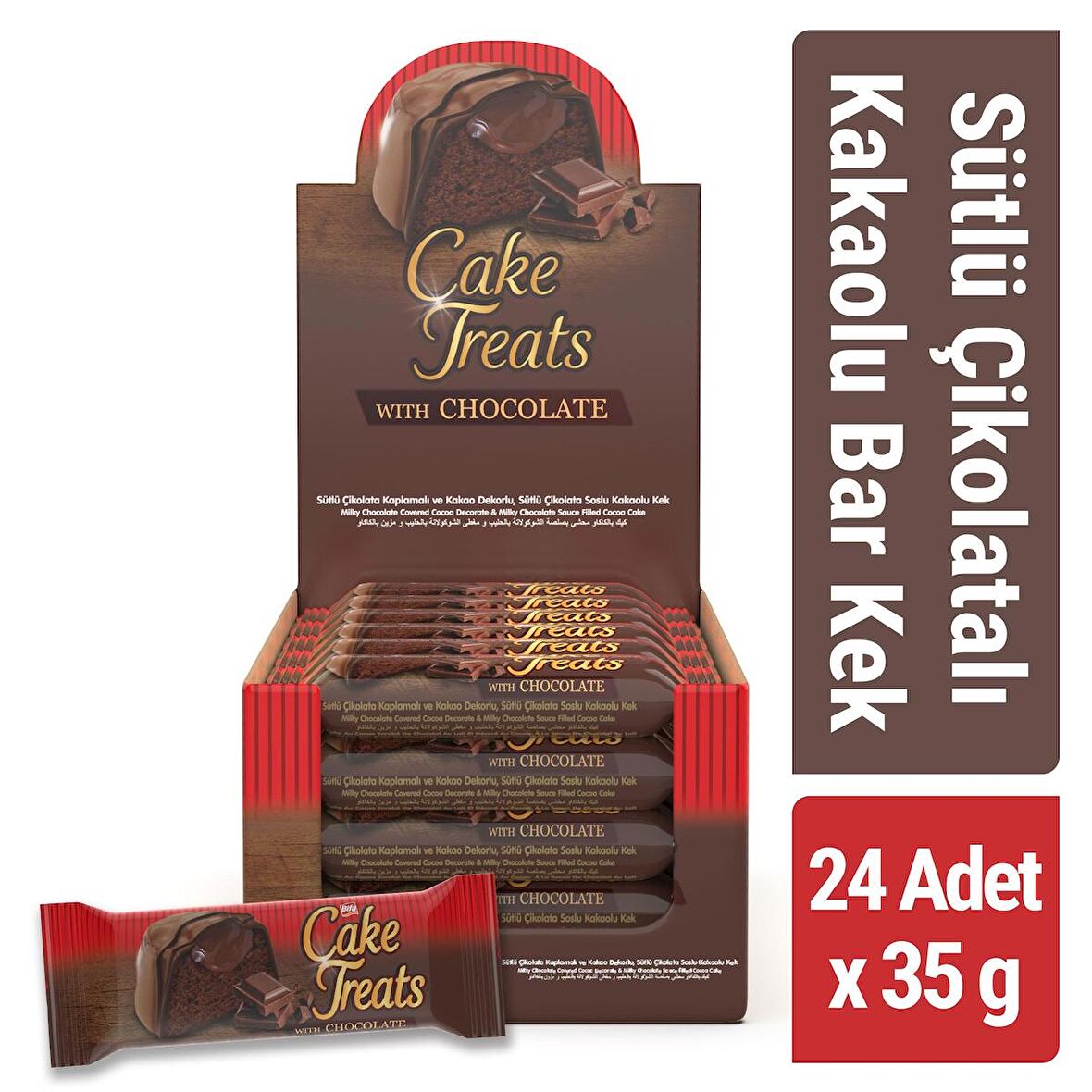 Bifa Cake Treats Sütlü Çikolatalı Kakaolu Bar Kek 35 gr x 24 adet