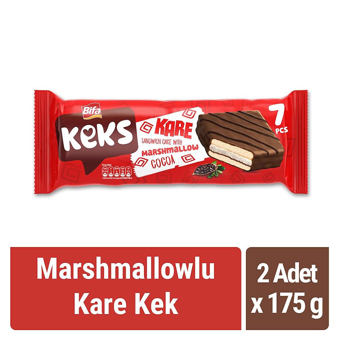 Bifa Keks Kare Kek Marshmallowlu 175 gr x 2 Adet