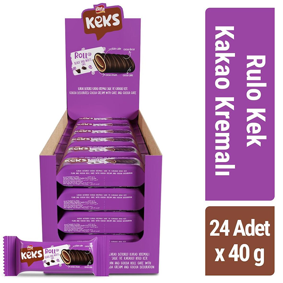 Bifa Keks Rulo Kek Kakao Kremalı 40gr x 24 adet