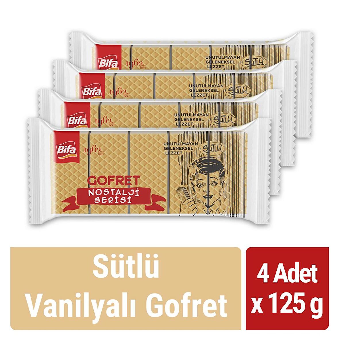 Bifa Nostalji Sütlü Vanilyalı Gofret 125 gr x 4 Adet