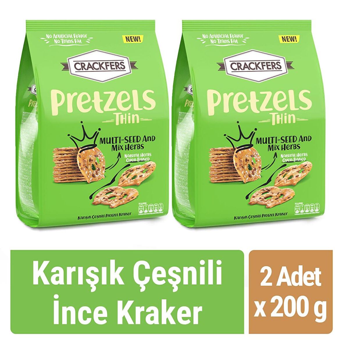 Crackfers Pretzel Karışık Çeşnili 200 gr x 2 Adet