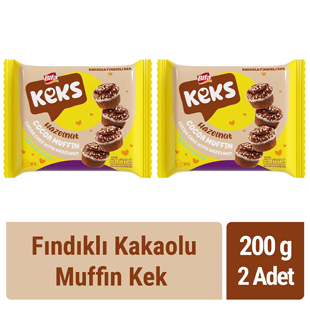 Bifa Keks Muffin Kek Fındıklı Kakaolu 200 gr x 2 adet