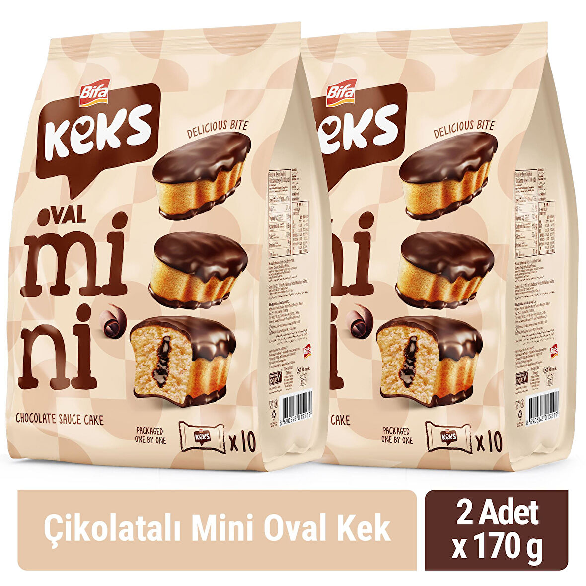 Bifa Keks Mini Oval Kek Çikolatalı 170 gr x 2 Adet