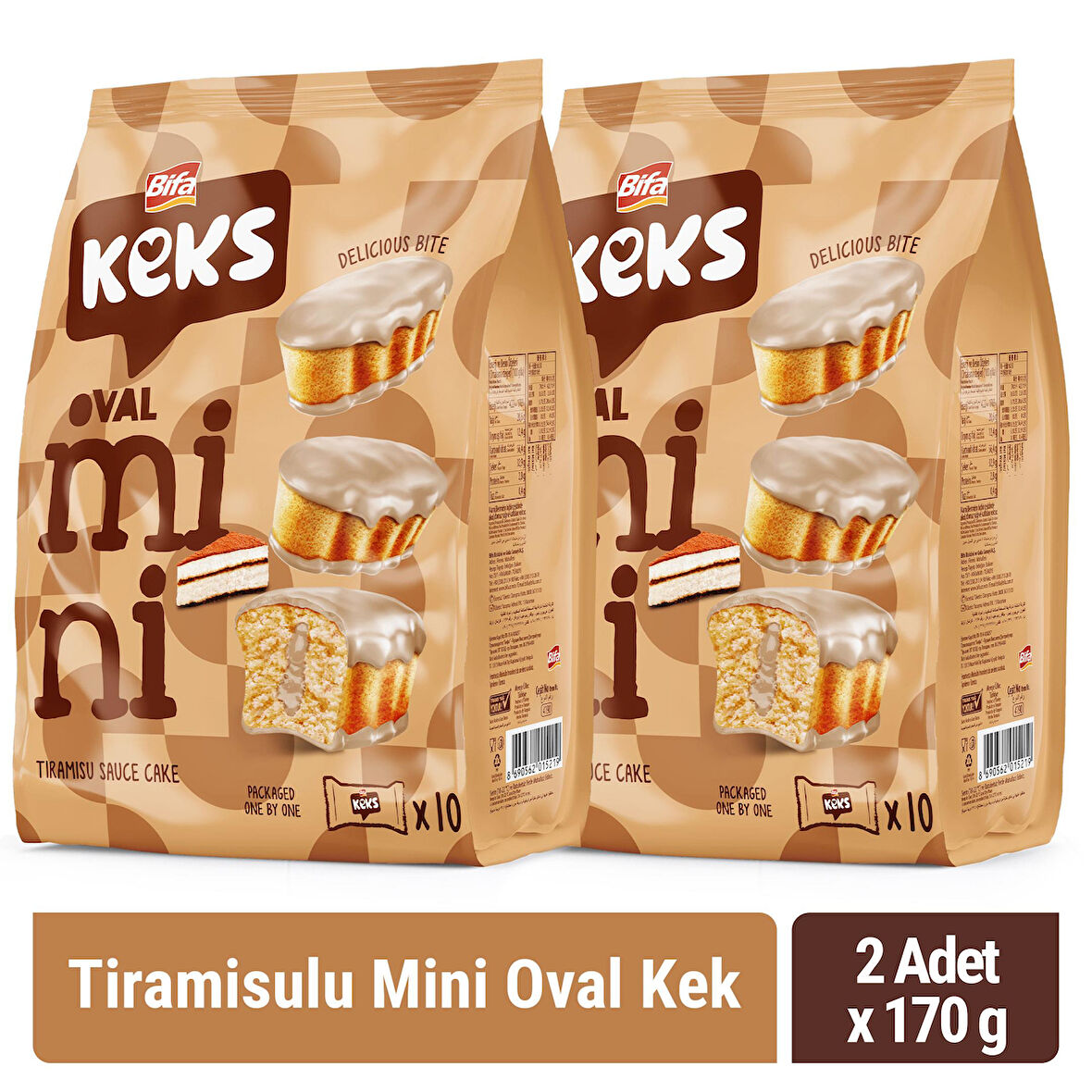 Bifa Keks Mini Oval Kek Tiramisulu 170 gr x 2 Adet