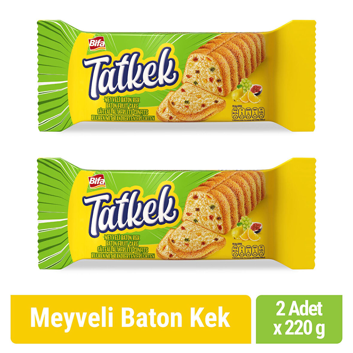 Bifa Tatkek Meyveli Baton Kek 220 gr x 2 adet