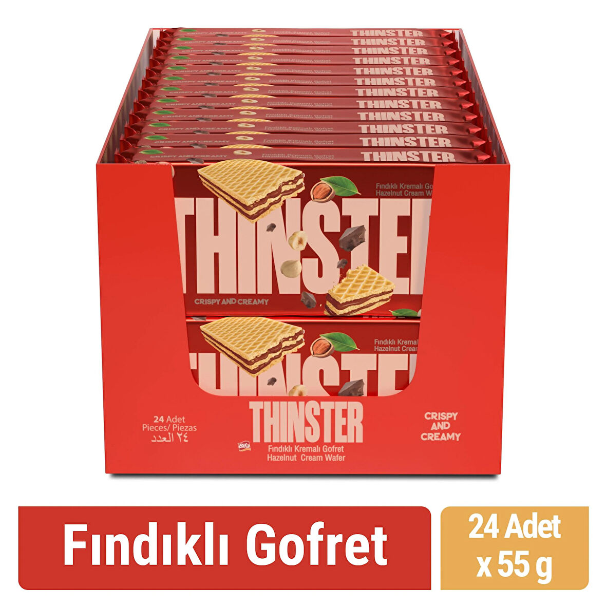 Thinster Fındık Kremalı Gofret 55 gr x 24 adet
