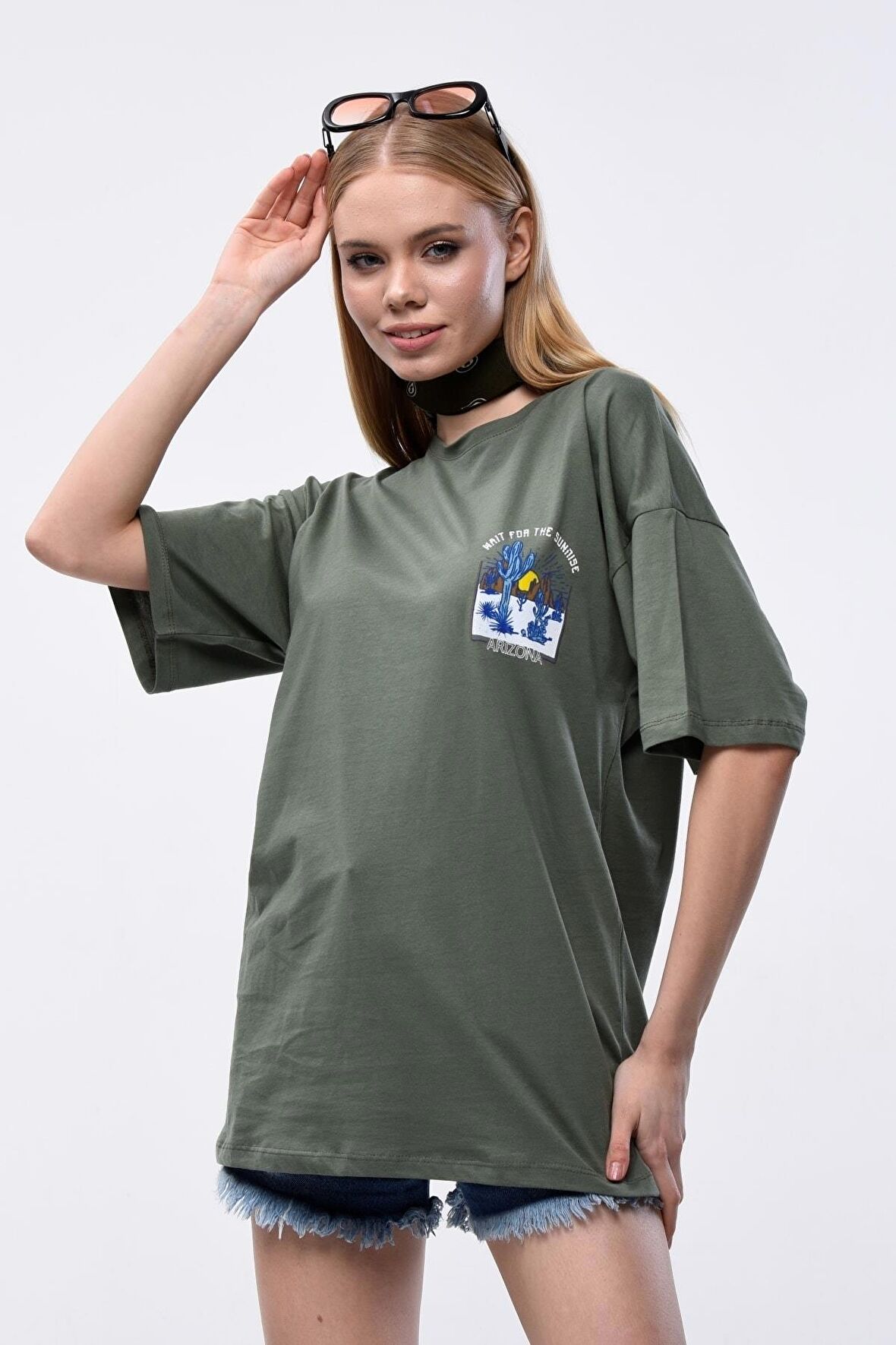 Kadın Arizona Baskılı Oversize T-shirt