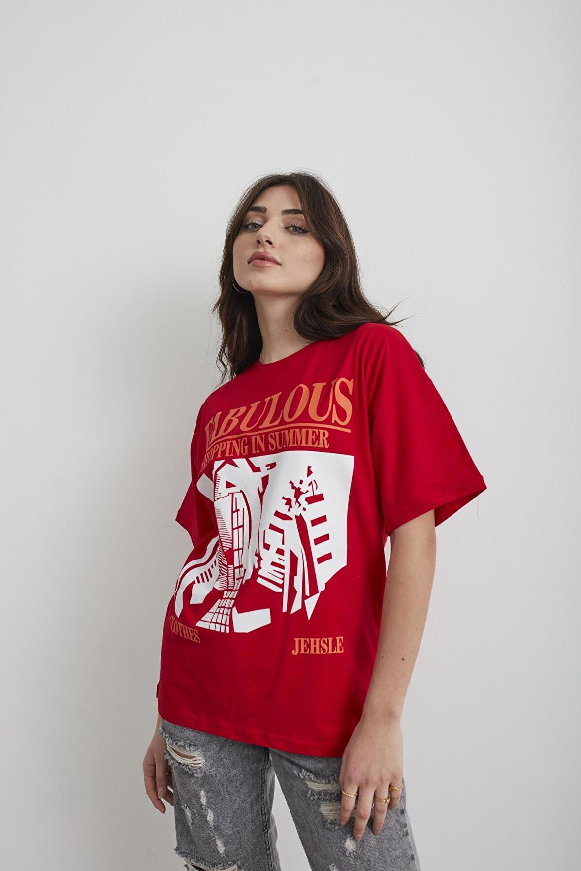 Kadın Mint Yeşili Fabulous Baskılı Oversize T-shirt