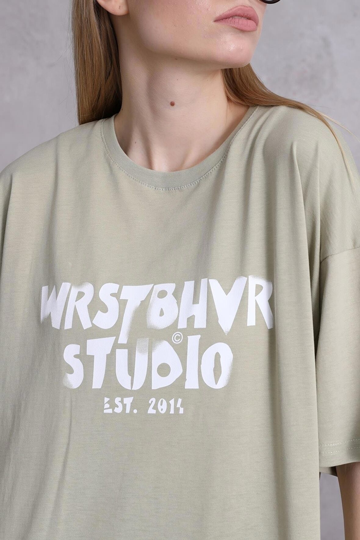 Kadın Wrstbhvr Est. 2014 Baskılı Oversize T-shirt