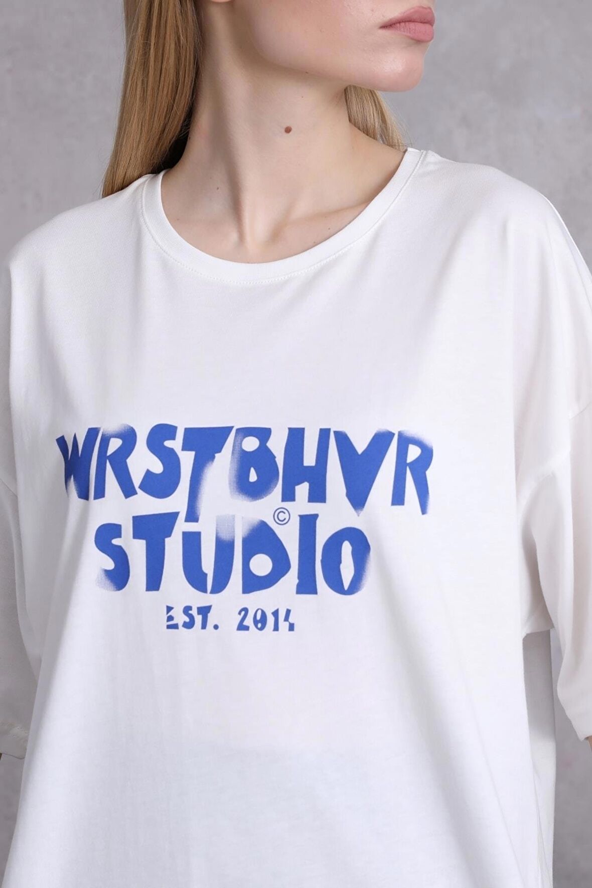 Kadın Wrstbhvr Est. 2014 Baskılı Oversize T-shirt