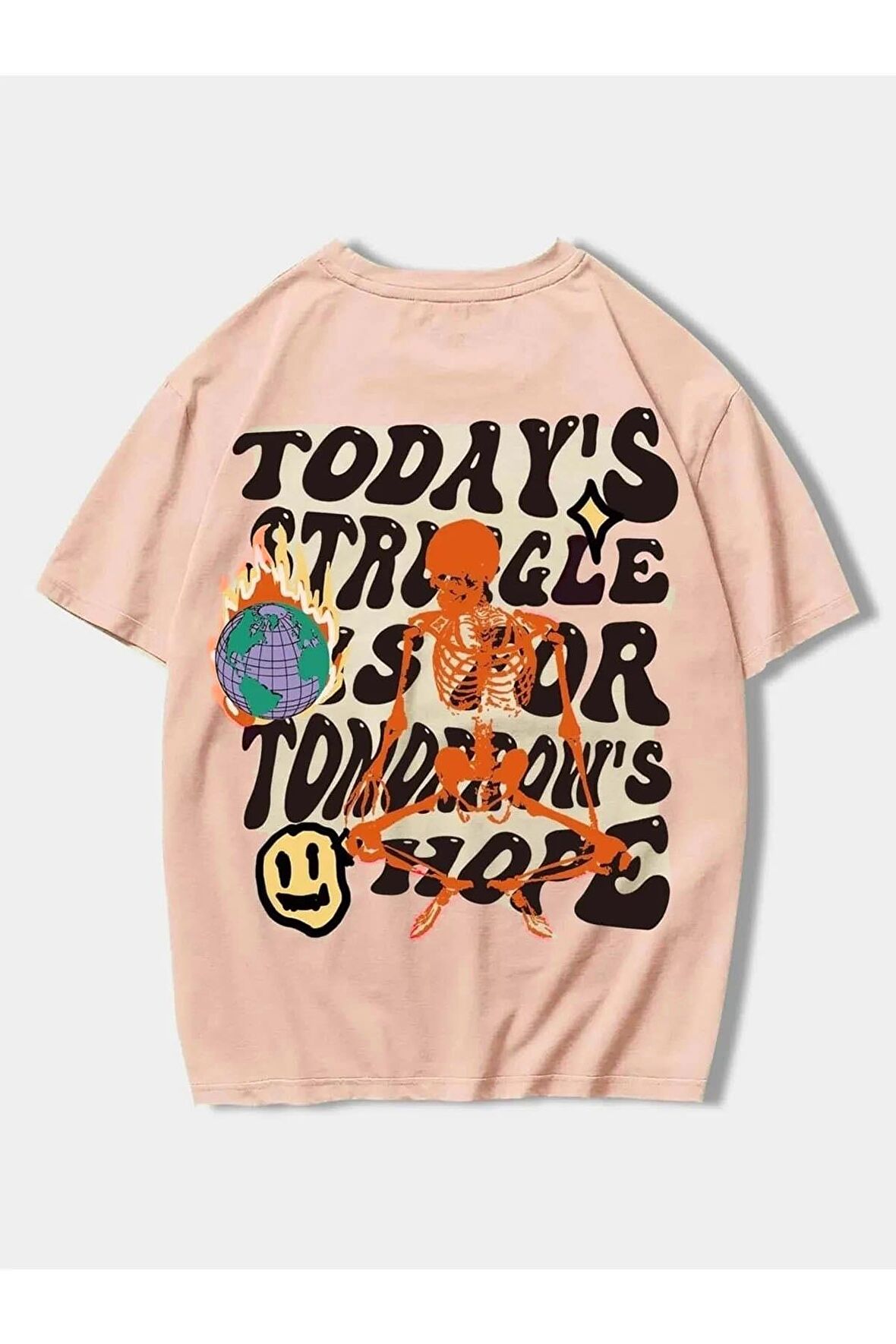 Unisex Today's Struggle Baskılı Oversize T-shirt