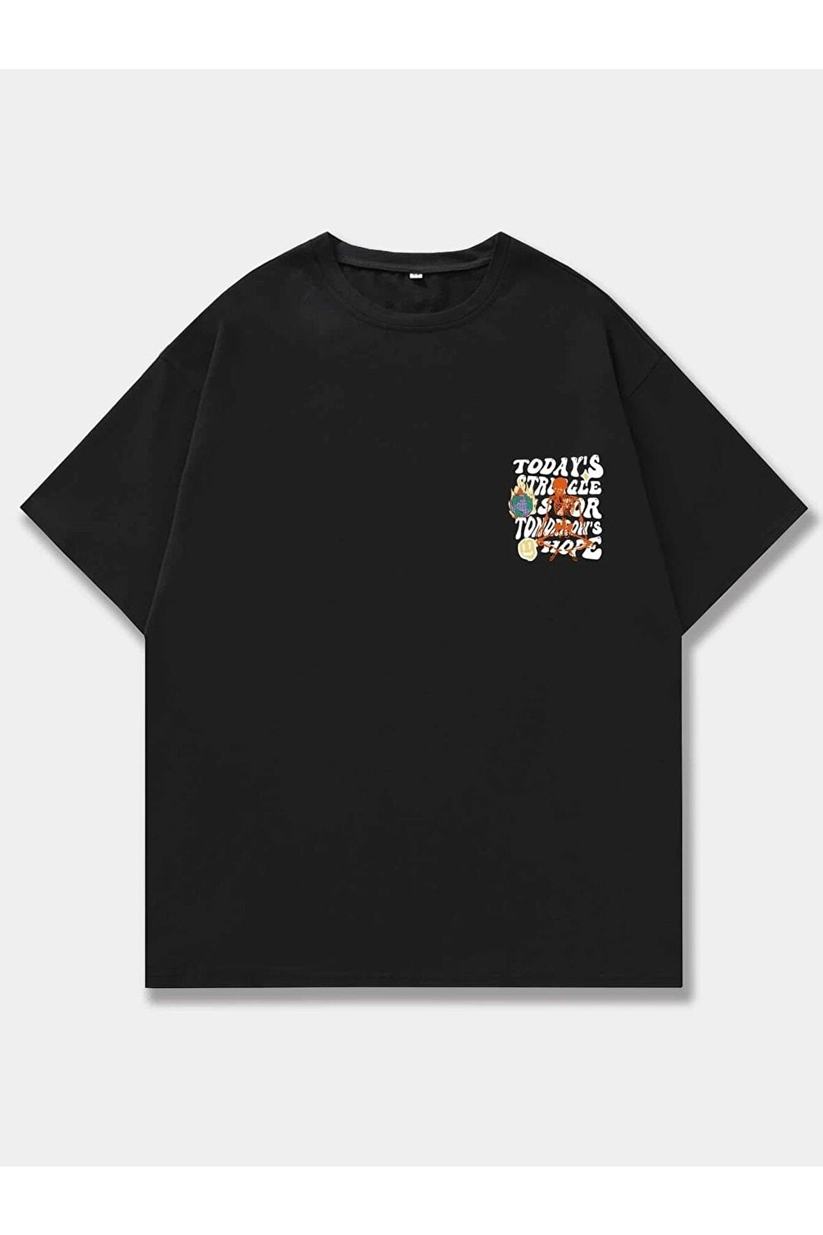 Unisex Today's Struggle Baskılı Oversize T-shirt