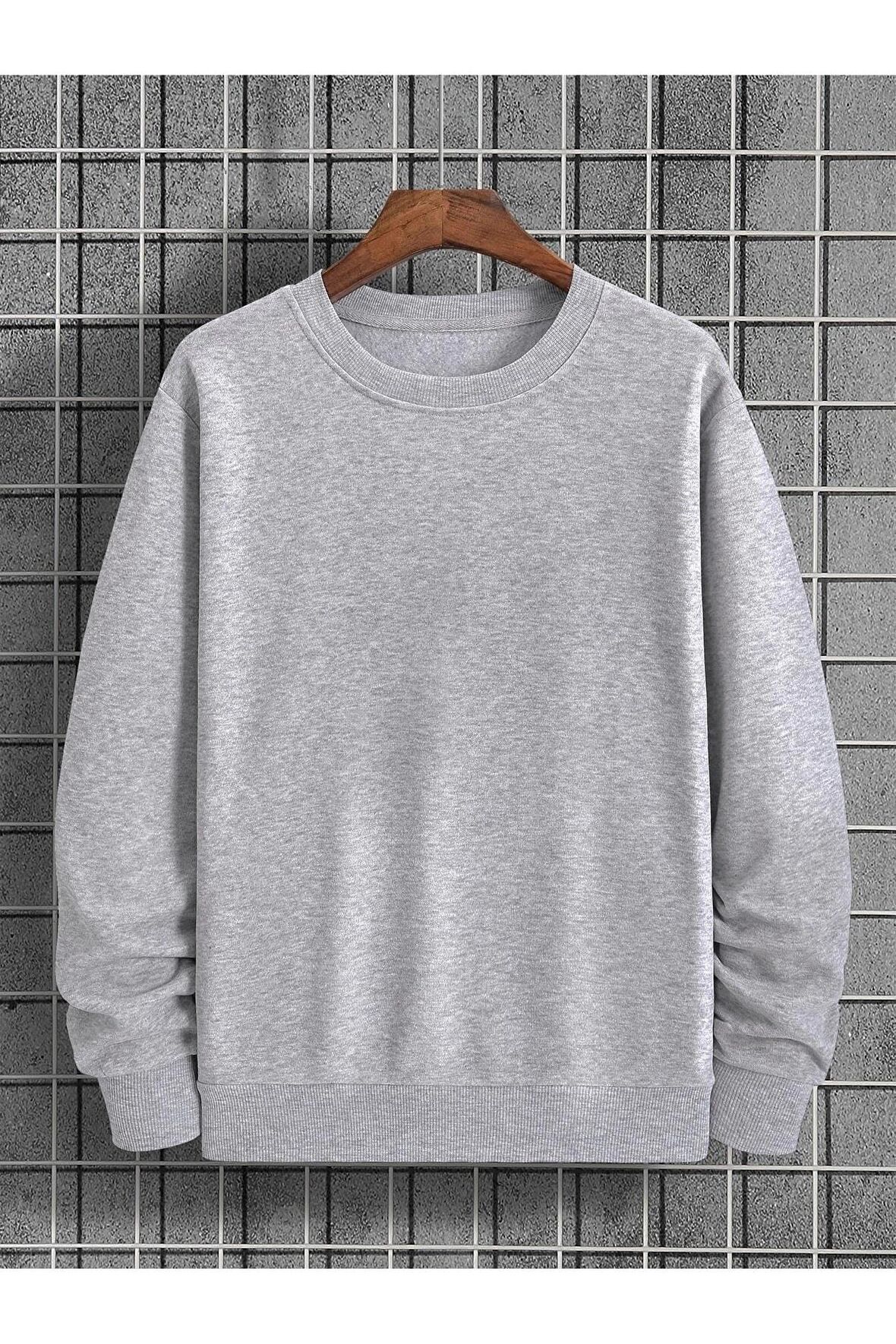 Erkek Basic Bisiklet Yaka 3 İplik Şardonsuz Sweatshirt