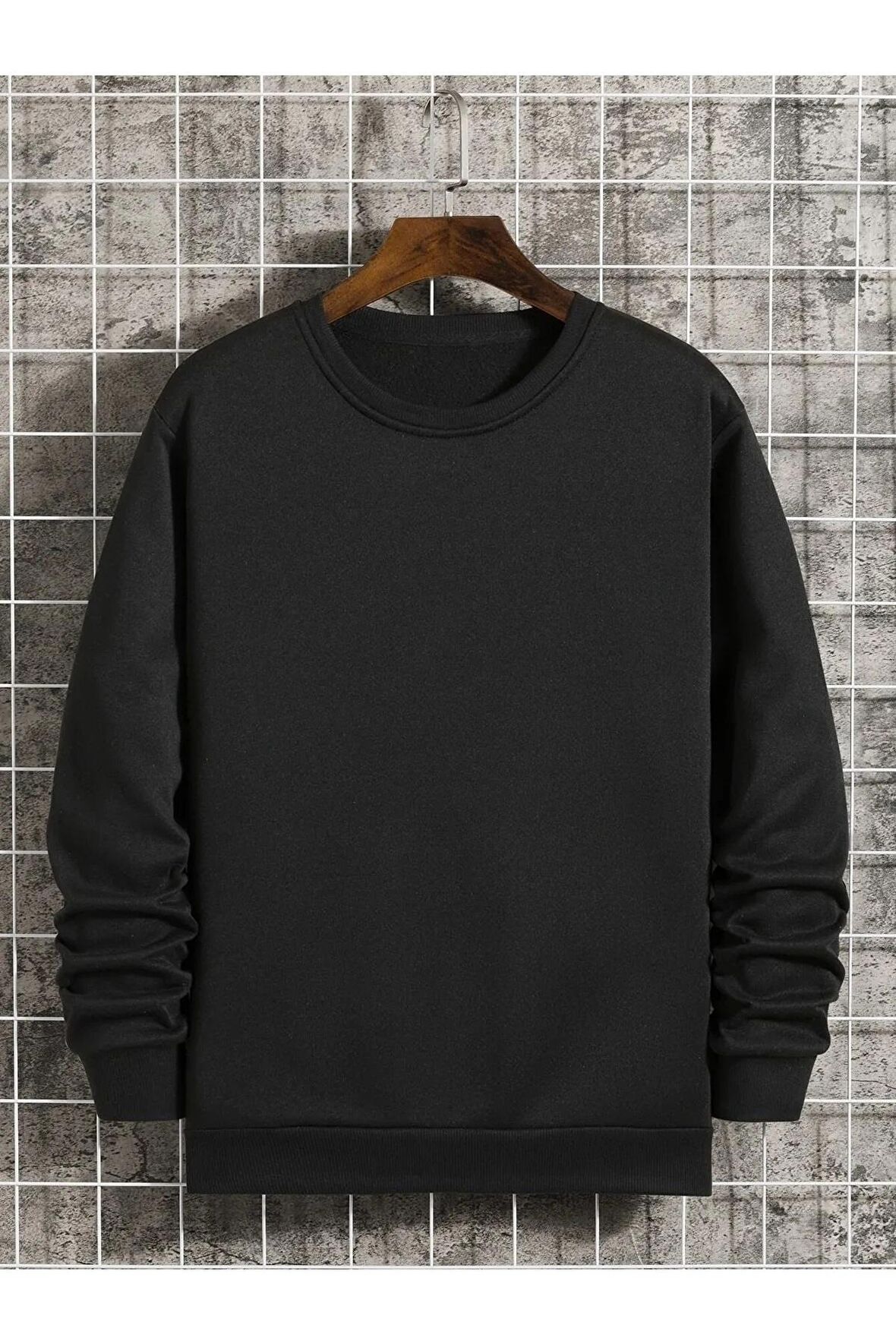 Erkek Basic Bisiklet Yaka 3 İplik Şardonsuz Sweatshirt