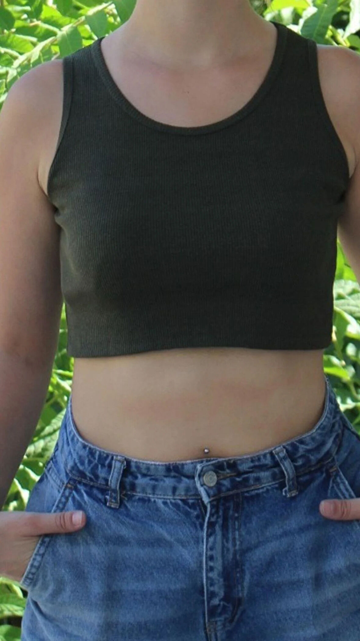 Kadın Koyu Yeşil Basic Ribana Atlet Crop – Likralı Spor Üst