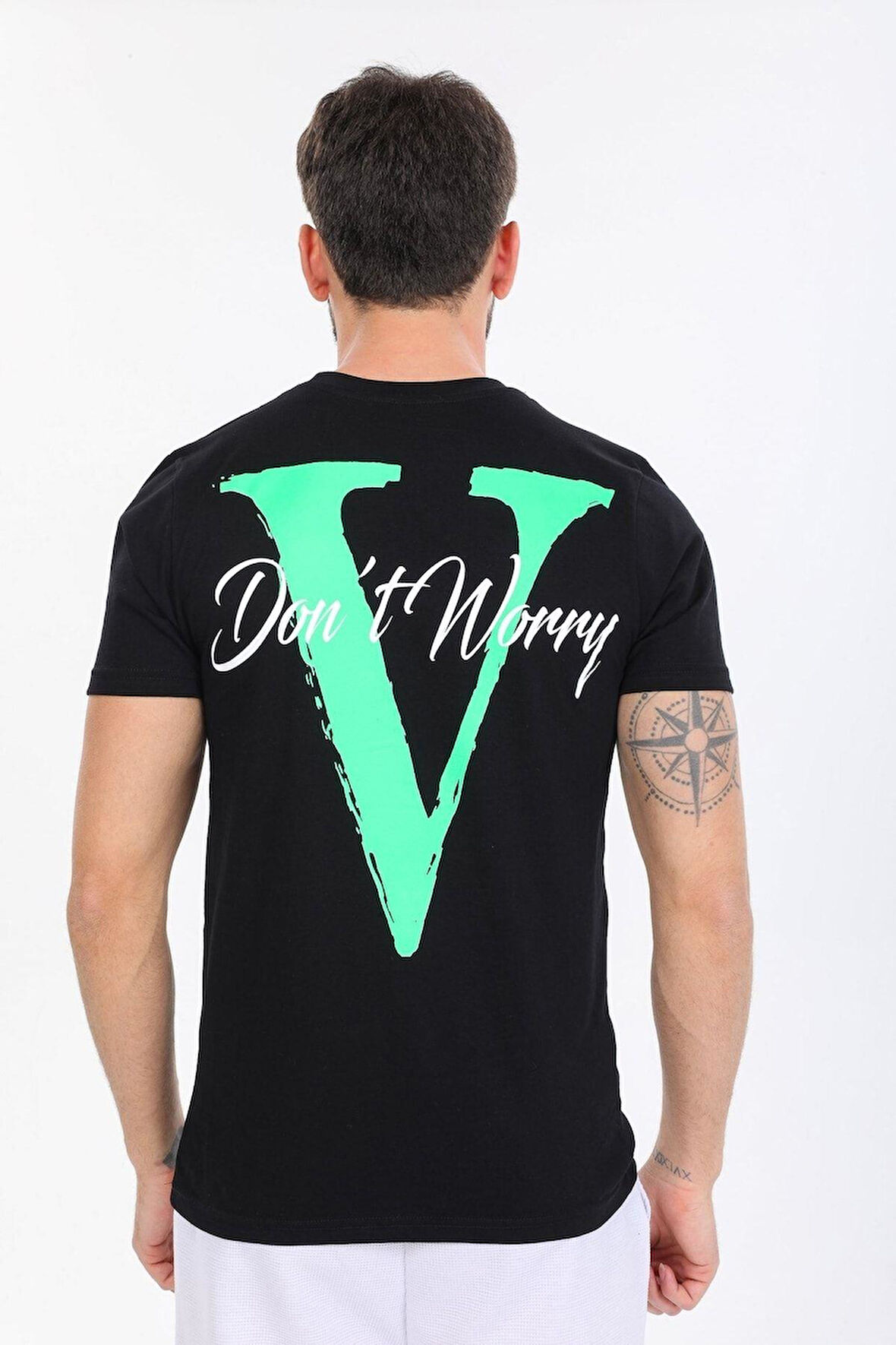 Don't Worry Yazılı Siyah T-shirt