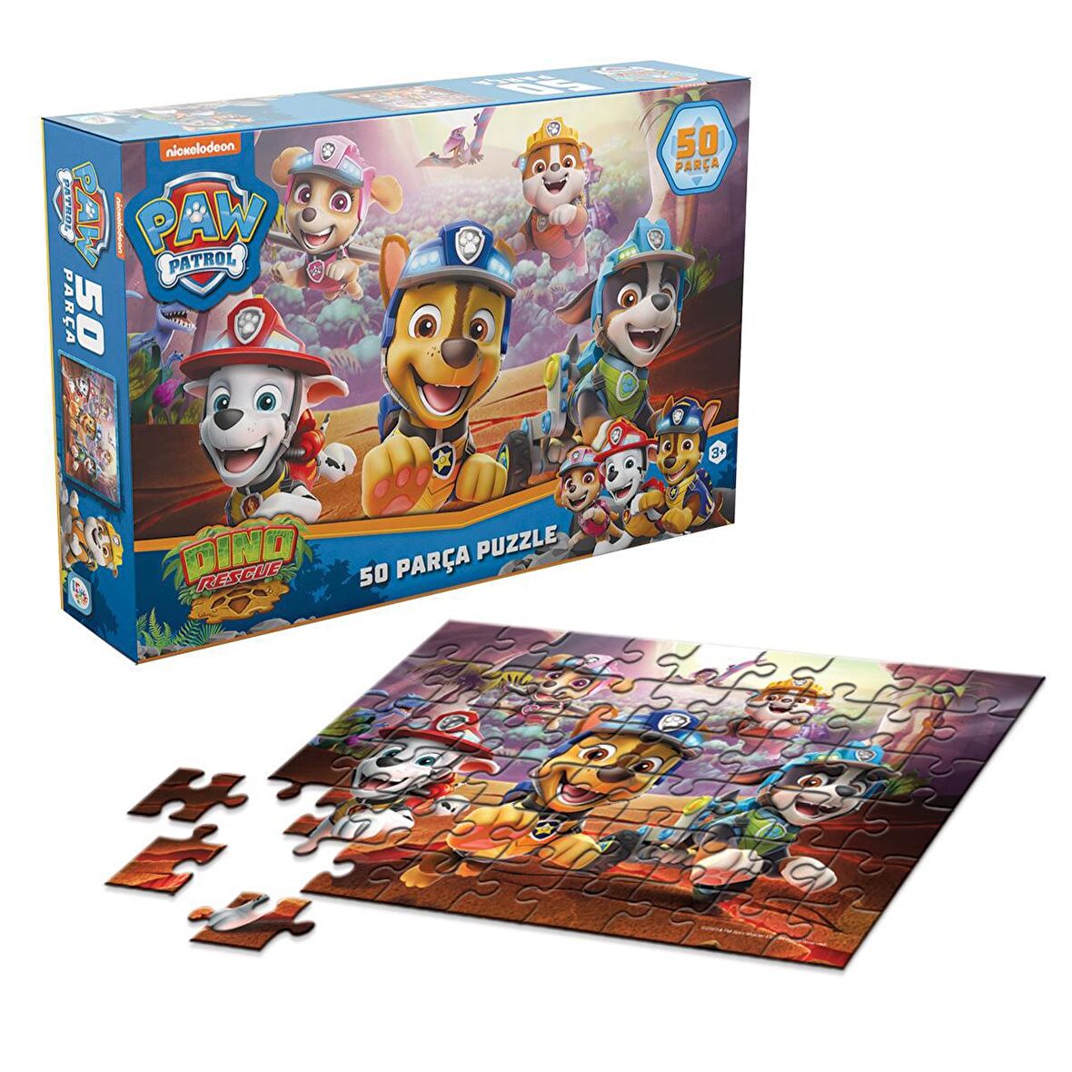 Paw Patrol Dino Rescue PW7928 3+ Yaş Büyük Boy Puzzle 50 Parça