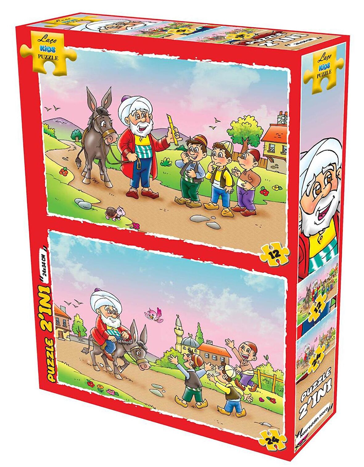 Laço Kids Nasreddin Hoca 2 si 1 Arada 3+ Yaş Büyük Boy Puzzle 12 - 24 Parça