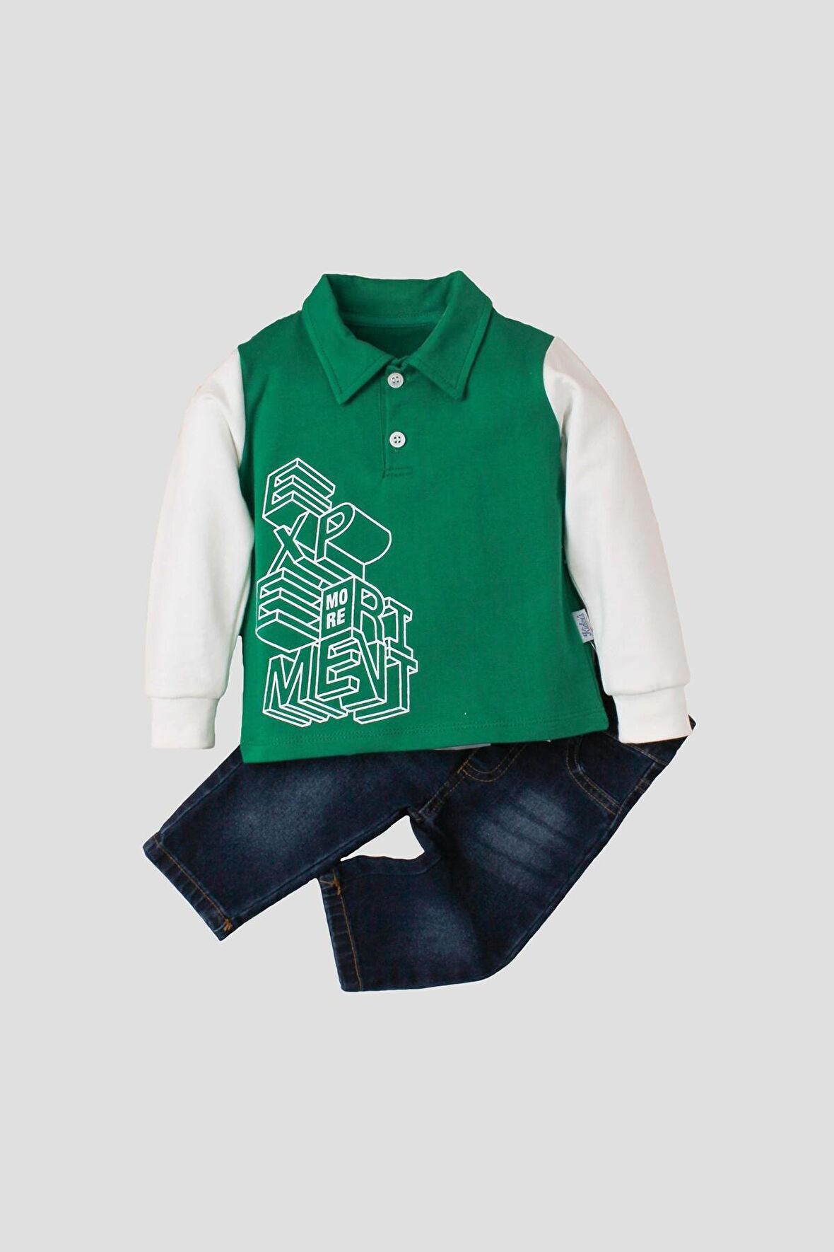 Erkek Bebek Polo Takım Kot Pantolon Üst İkili Takım