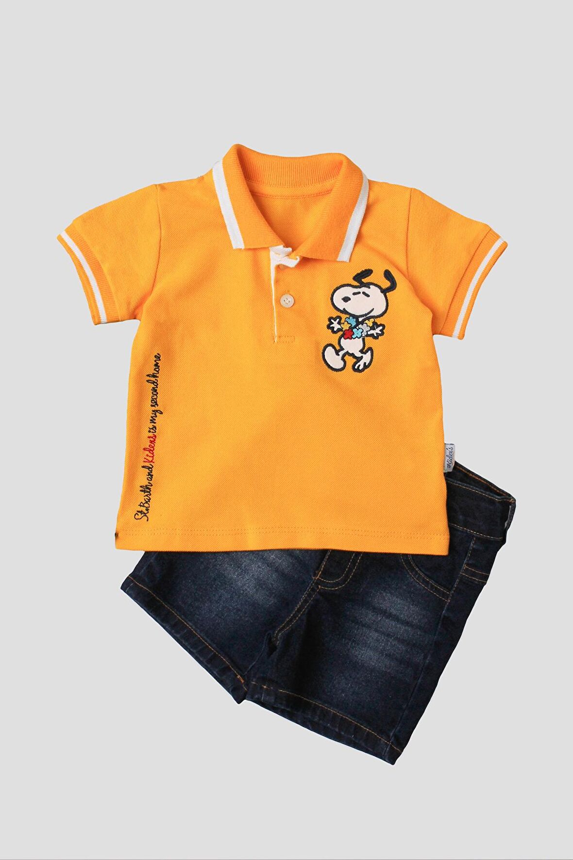 Erkek bebek pamuklu polo takım pantolon üst ikili takım düğün doğum günü nişan nikah bayram