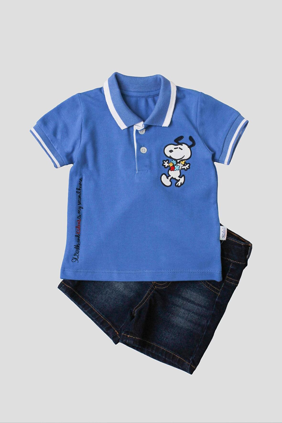 Erkek bebek pamuklu polo takım pantolon üst ikili takım düğün doğum günü nişan nikah bayram