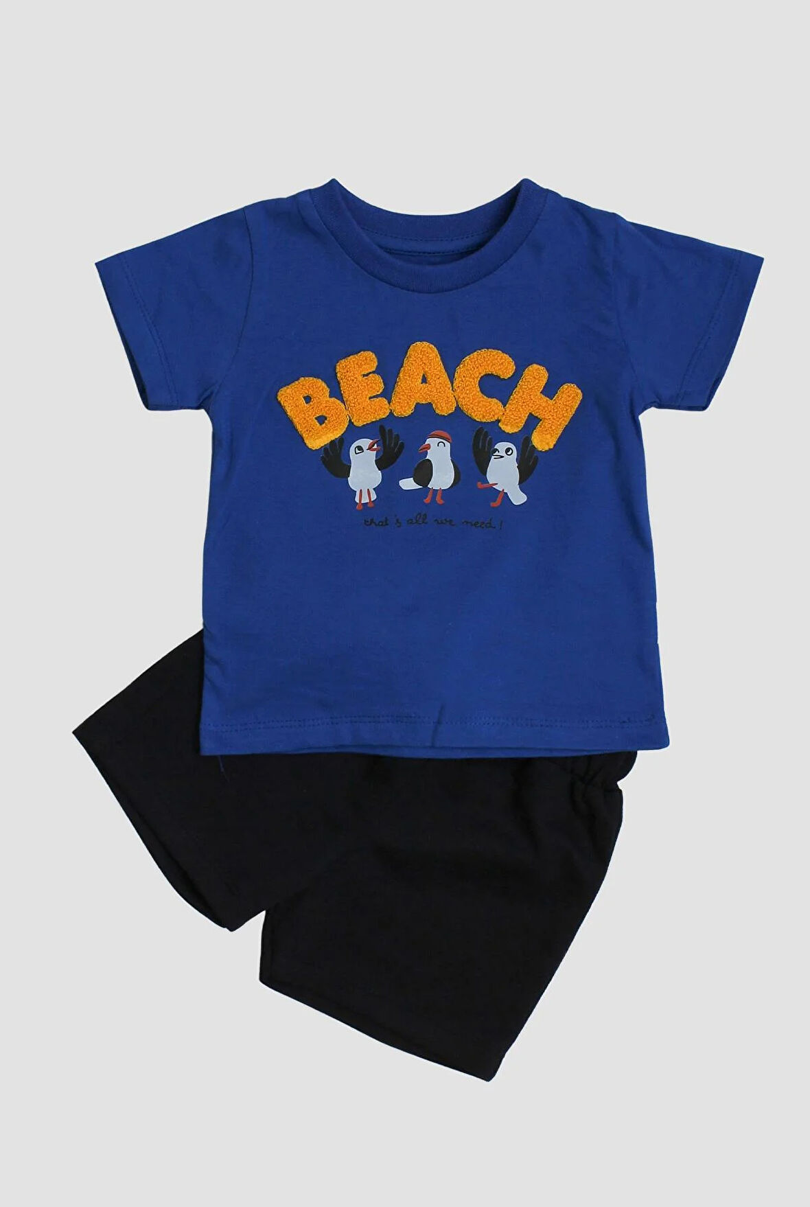 Beach Nakışlı Kuş Baskı Desenli 2'li Takım