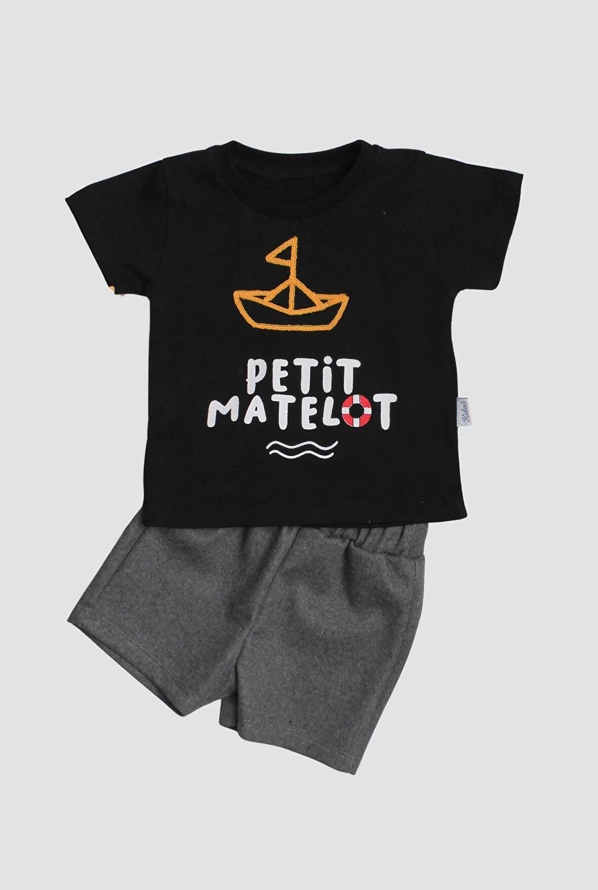 Yelken nakışlı  Petit Matelot Yazılı 2'li Tişört Alt Üst Takım