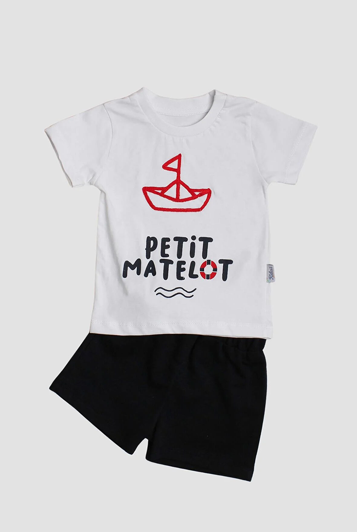 Yelken nakışlı  Petit Matelot Yazılı 2'li Tişört Alt Üst Takım