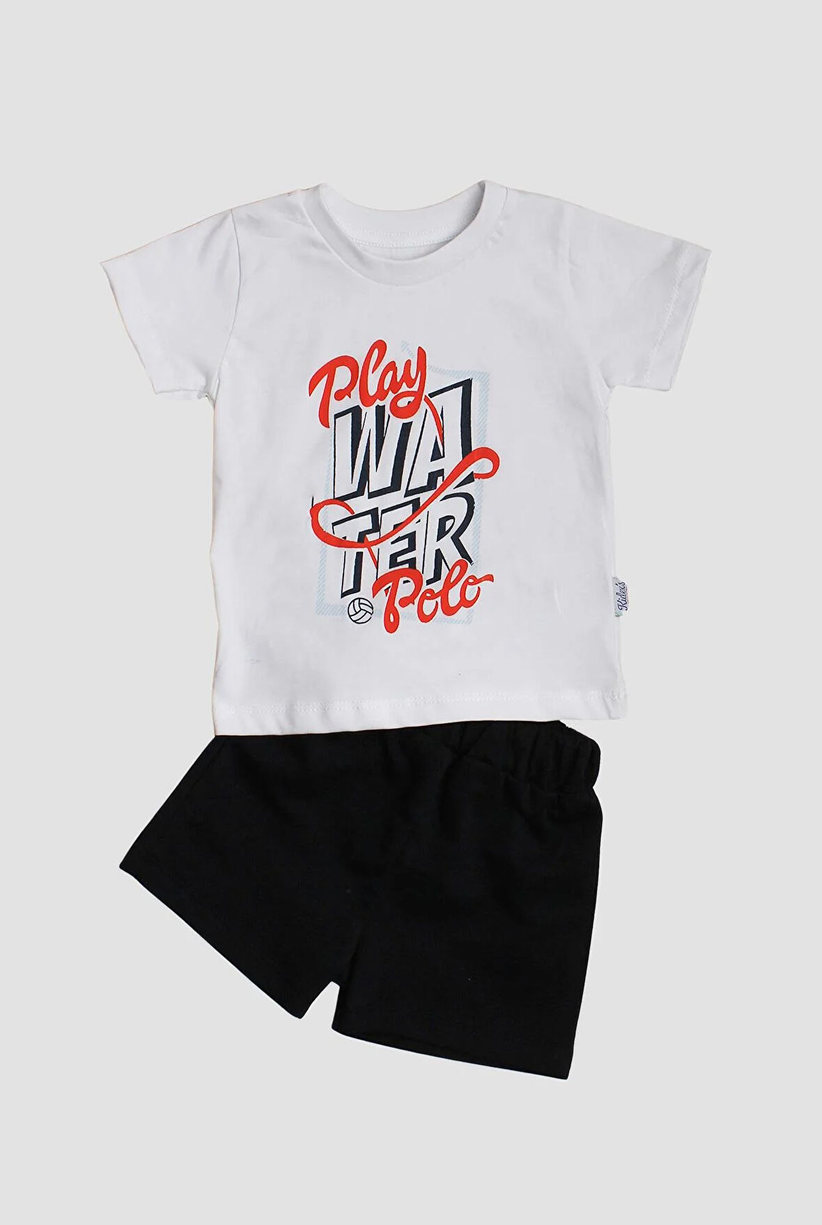 Play Polo Yazı Baskılı 2'li Tişört Alt Üst Takım