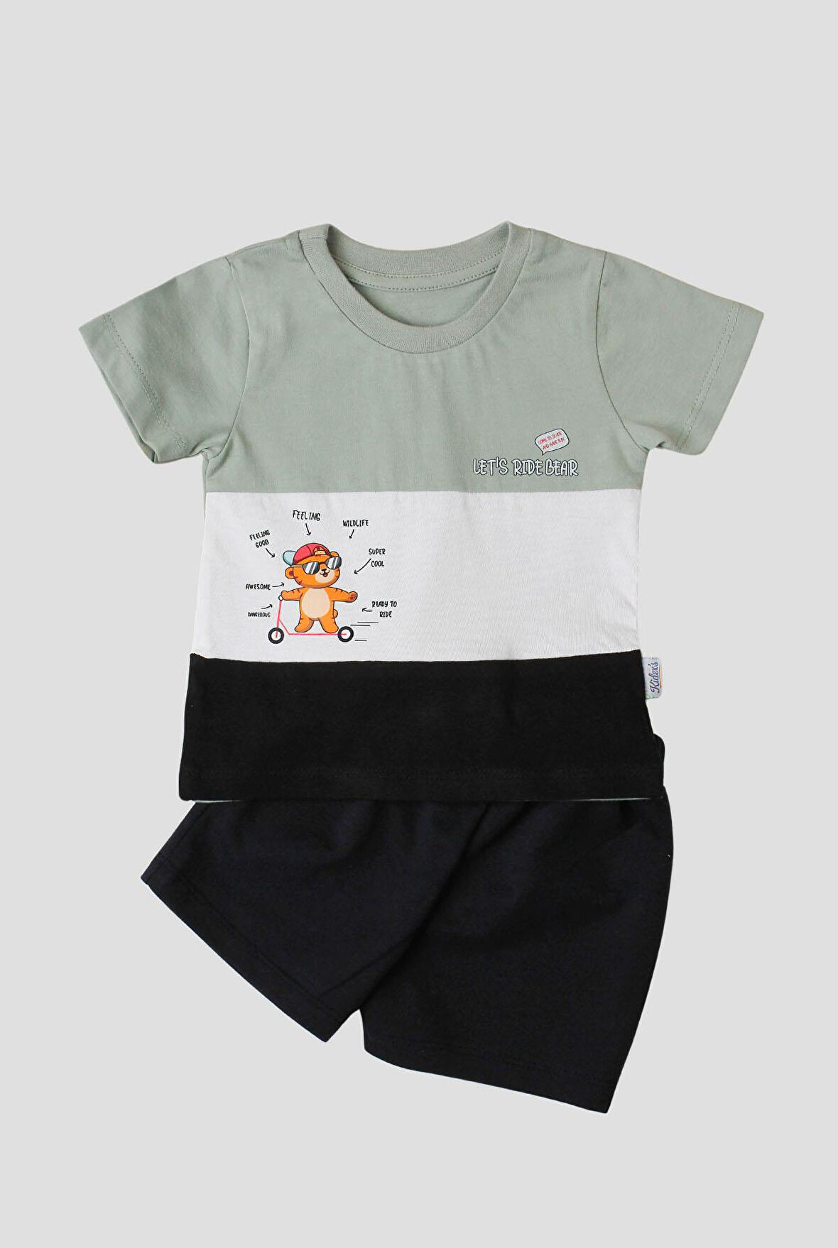 Eğlenceli Ayıcık Desenli 2'li Tişört Alt Üst Takım