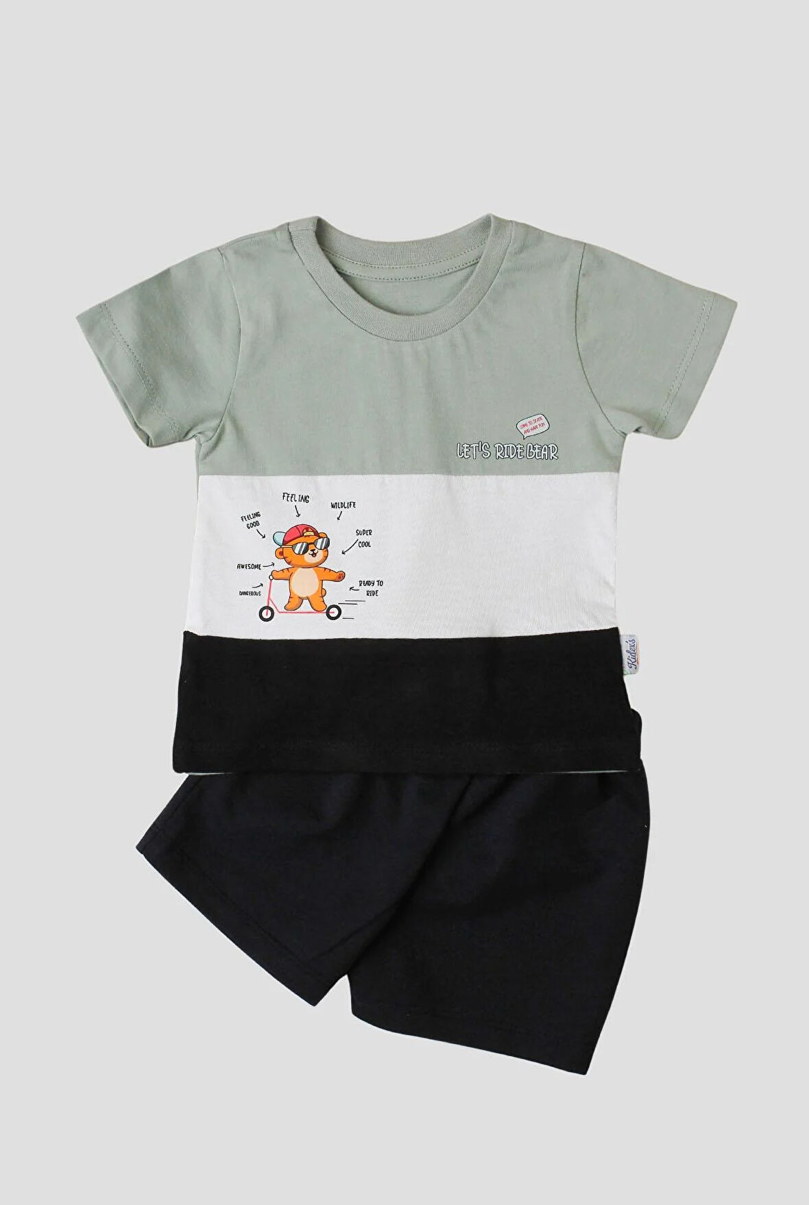 Eğlenceli Ayıcık Desenli 2'li Tişört Alt Üst Takım