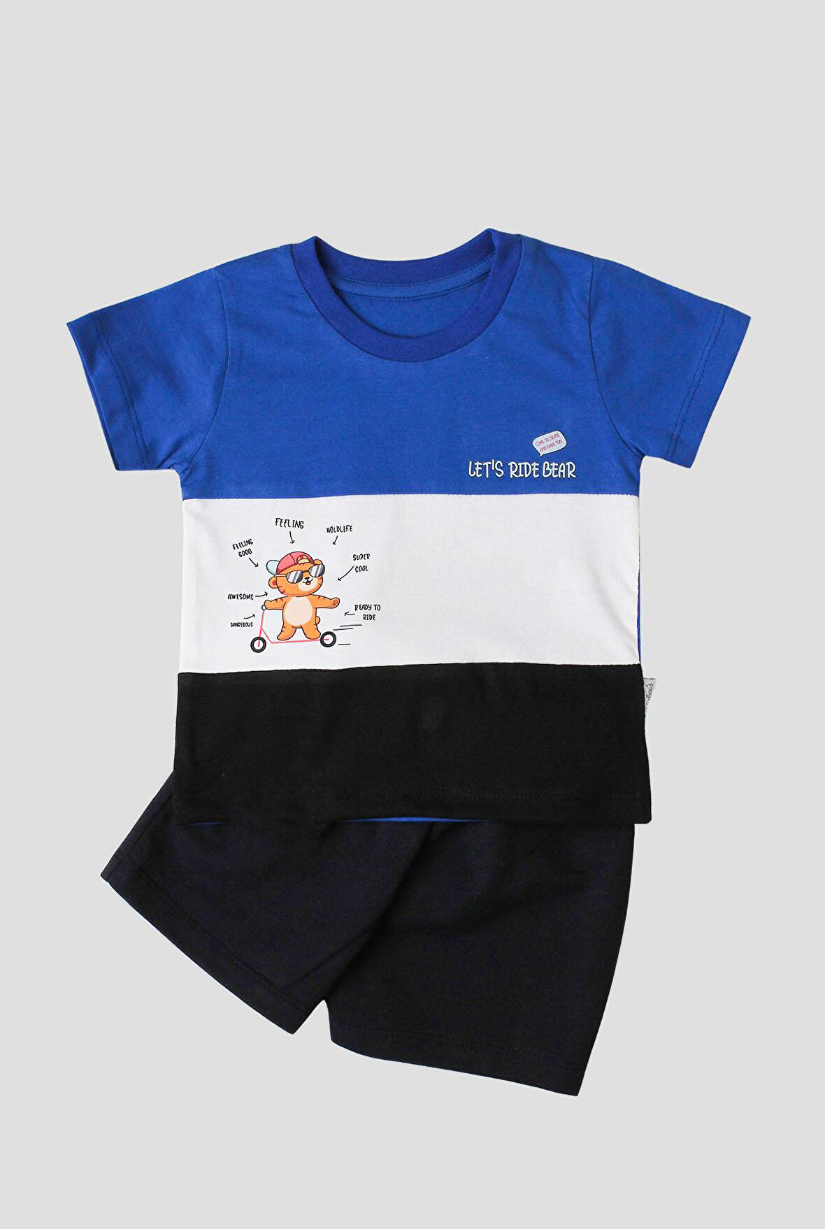 Eğlenceli Ayıcık Desenli 2'li Tişört Alt Üst Takım