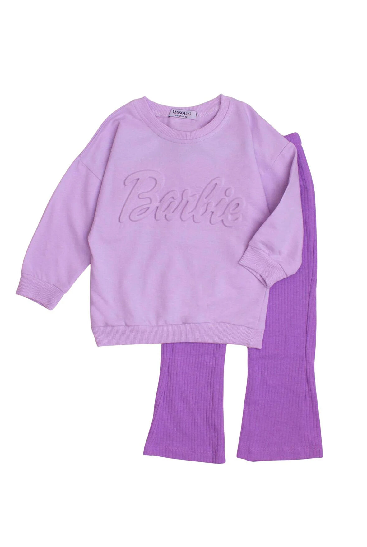 Barbie Kabartmalı İspanyol Paça Oversize  Alt Üst Bebek Çocuk Eşorfman Takımı