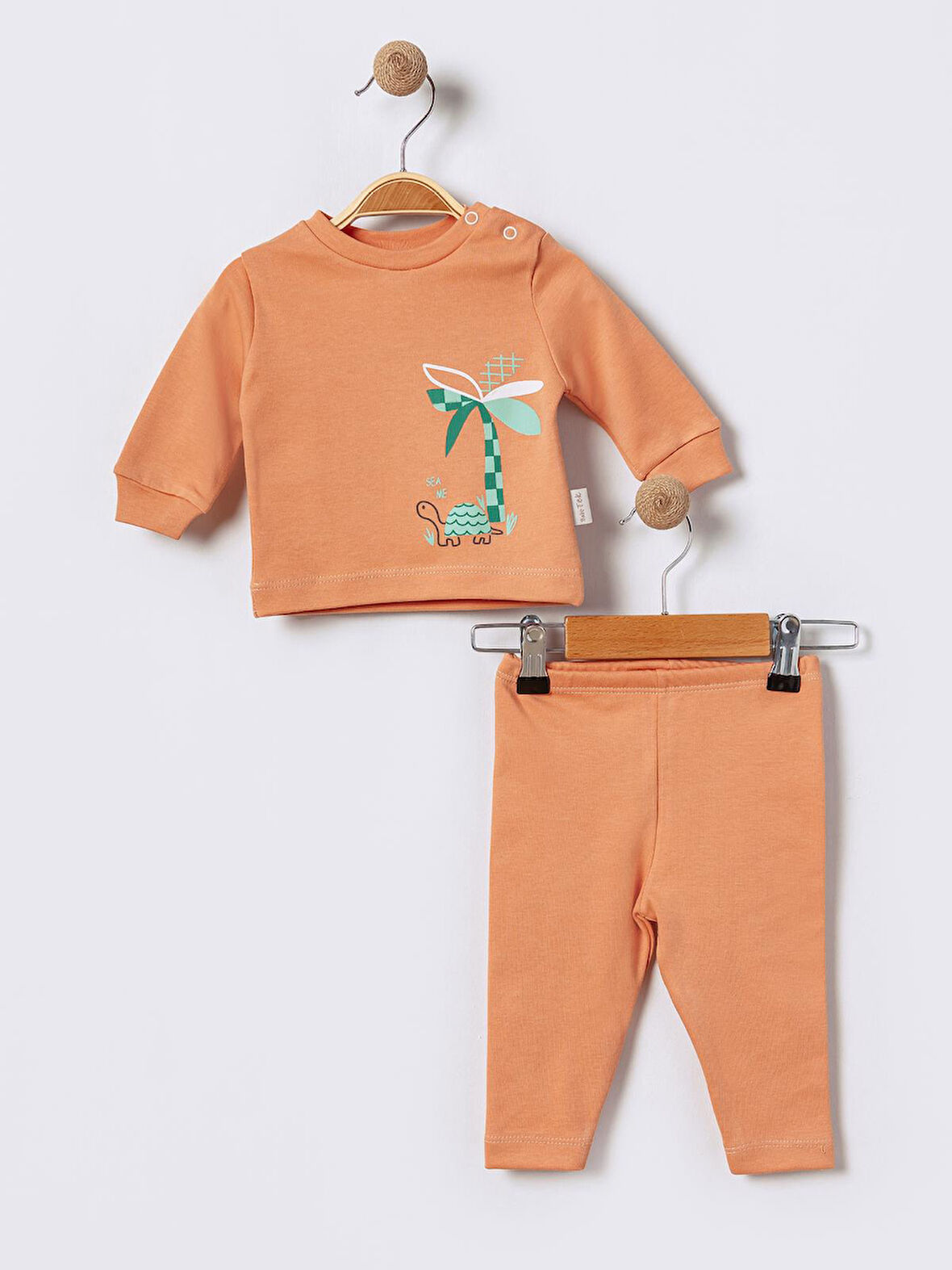 %100 Pamuklu  Yenidogan Unisex  Kiz Erkek Pamuk Desenli  2'li Bebek Pijama Takımı