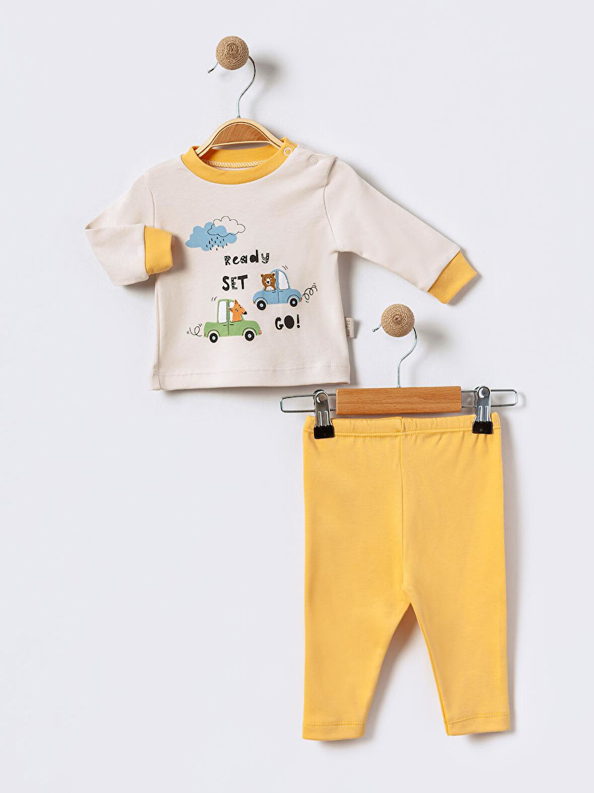 %100 Pamuklu  Yenidogan Unisex  Kiz Erkek Pamuk Araba Desenli  2'li Bebek Pijama Takımı