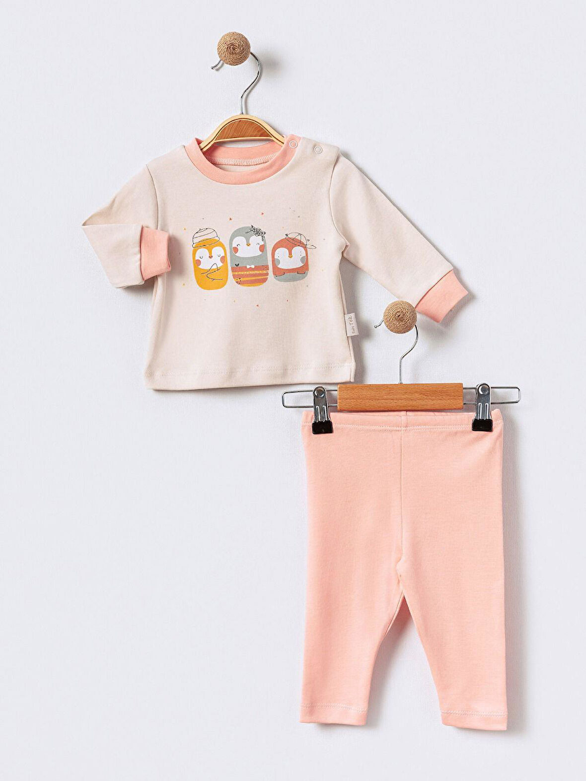 %100 Pamuklu  Yenidogan Unisex  Kiz Erkek Pamuk Desenli  2'li Bebek Pijama Takımı