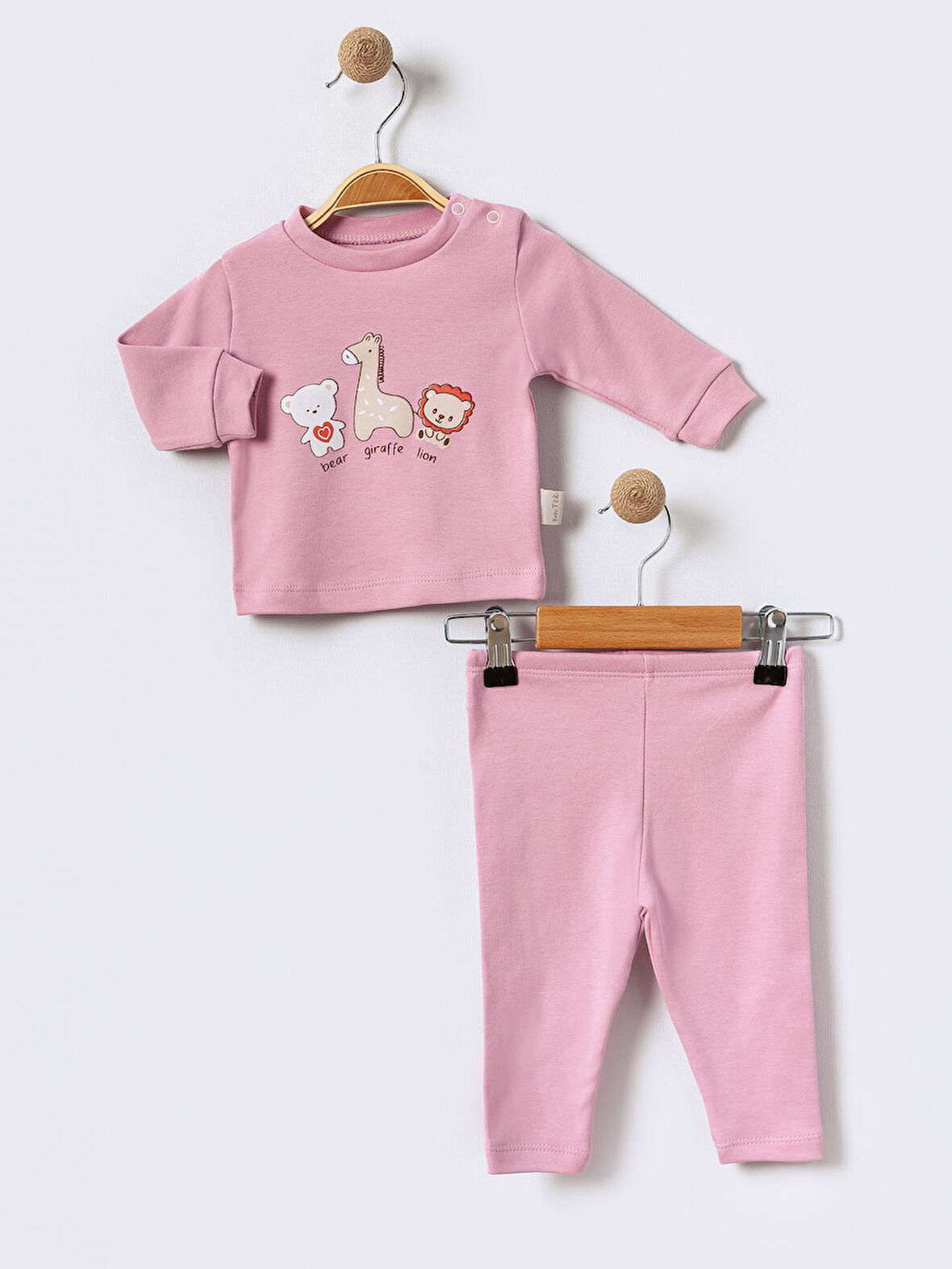 %100 Pamuklu  Yenidogan Unisex  Kiz Erkek Pamuk Desenli  2'li Bebek Pijama Takımı