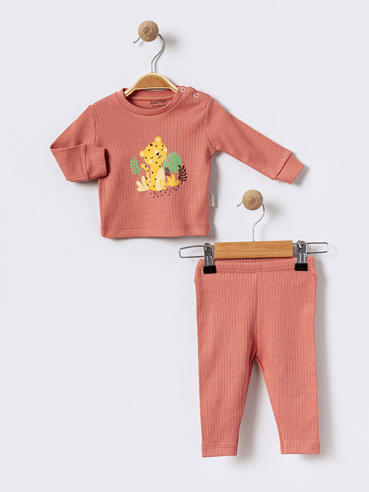 %100 Pamuklu  Fitilli Yenidogan Unisex  Kiz Erkek Pamuk Desenli  2'li Bebek Pijama Takımı