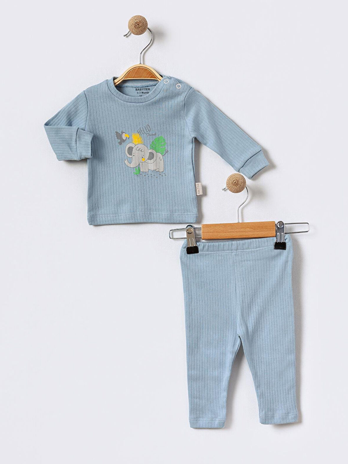 %100 Pamuklu  Fitilli Yenidogan Unisex  Kiz Erkek Pamuk Desenli  2'li Bebek Pijama Takımı