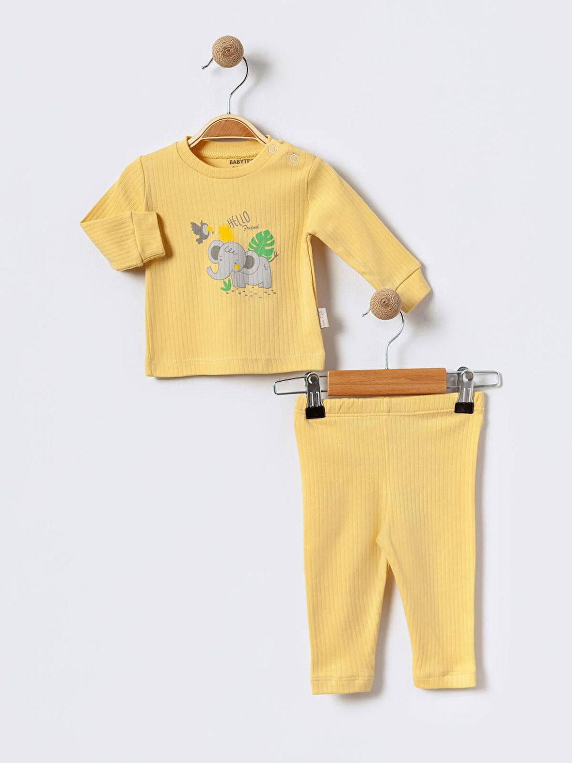 %100 Pamuklu  Fitilli Yenidogan Unisex  Kiz Erkek Pamuk Desenli  2'li Bebek Pijama Takımı