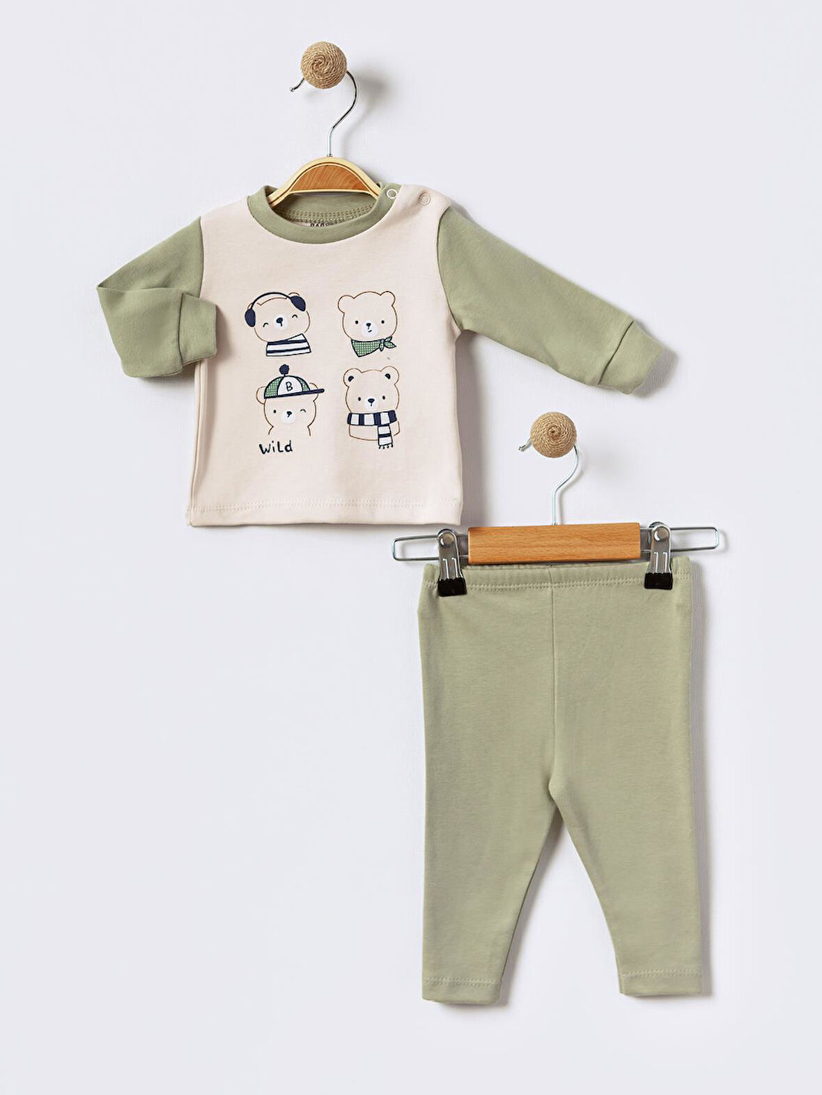 %100 Pamuklu  Yenidogan Unisex  Kiz Erkek Pamuk Desenli  2'li Bebek Pijama Takımı