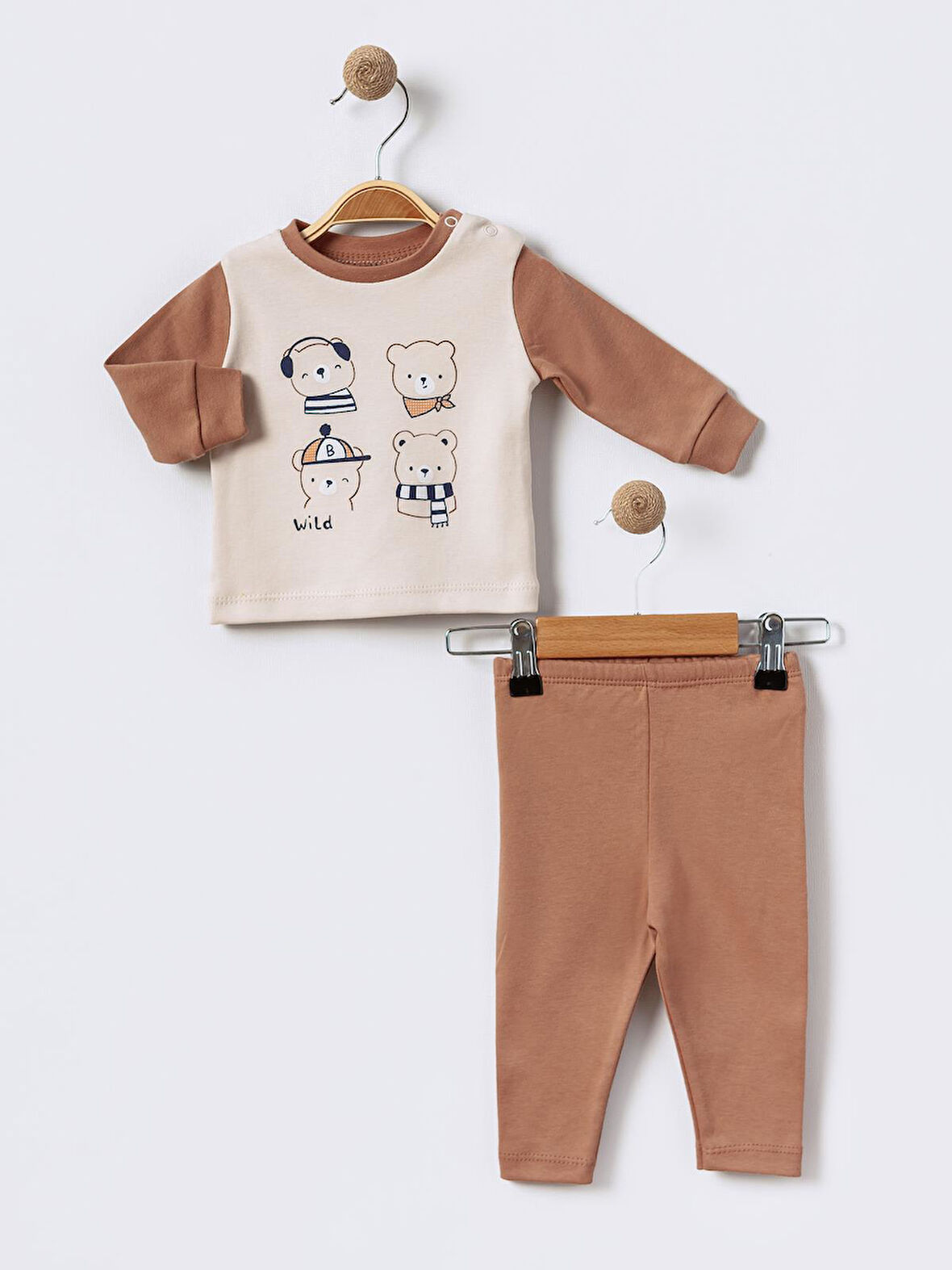 %100 Pamuklu  Yenidogan Unisex  Kiz Erkek Pamuk Desenli  2'li Bebek Pijama Takımı
