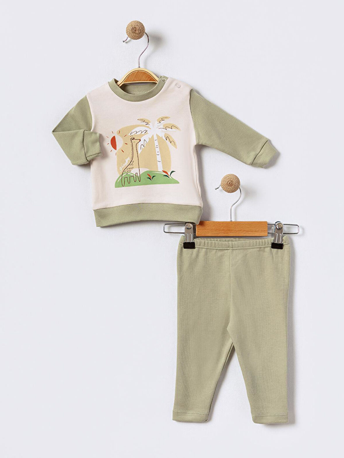 %100 Pamuklu  Yenidogan Unisex  Kiz Erkek Pamuk Desenli  2'li Bebek Pijama Takımı