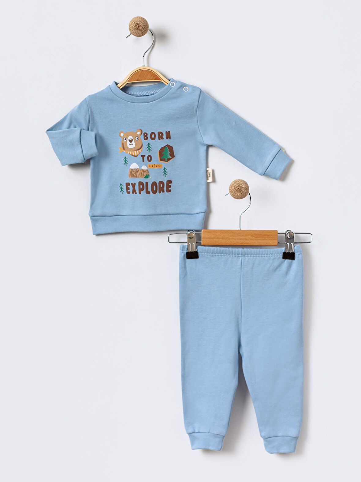 %100 Pamuklu  Yenidogan Unisex  Kiz Erkek Pamuk Desenli  2'li Bebek Pijama Takımı