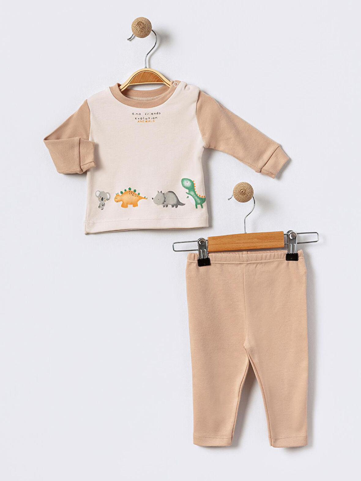 %100 Pamuklu  Yenidogan Unisex  Kiz Erkek Pamuk Desenli  2'li Bebek Pijama Takımı