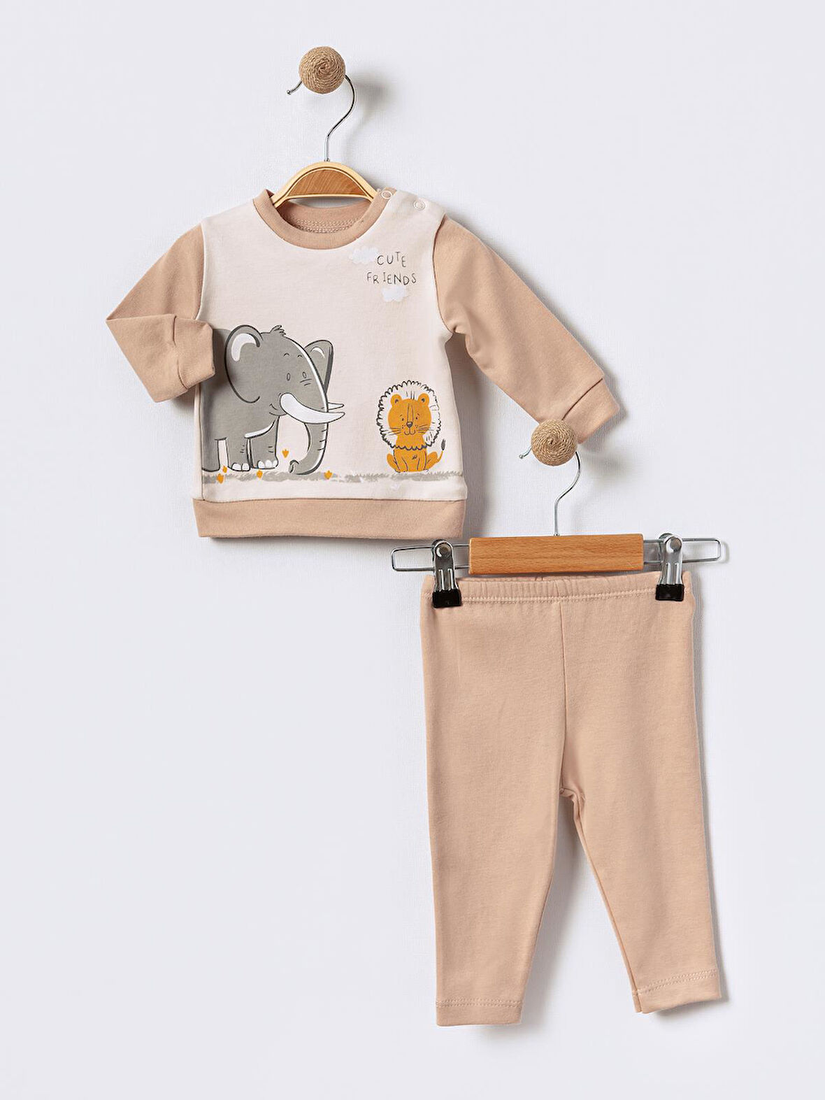 %100 Pamuklu  Yenidogan Unisex  Kiz Erkek Pamuk Desenli  2'li Bebek Pijama Takımı