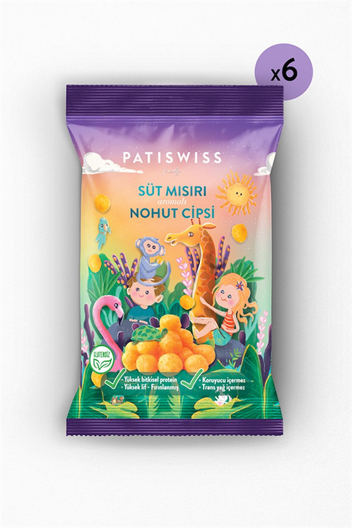 Patiswiss Süt Mısırı Nohut Cipsi 6x50 gr 