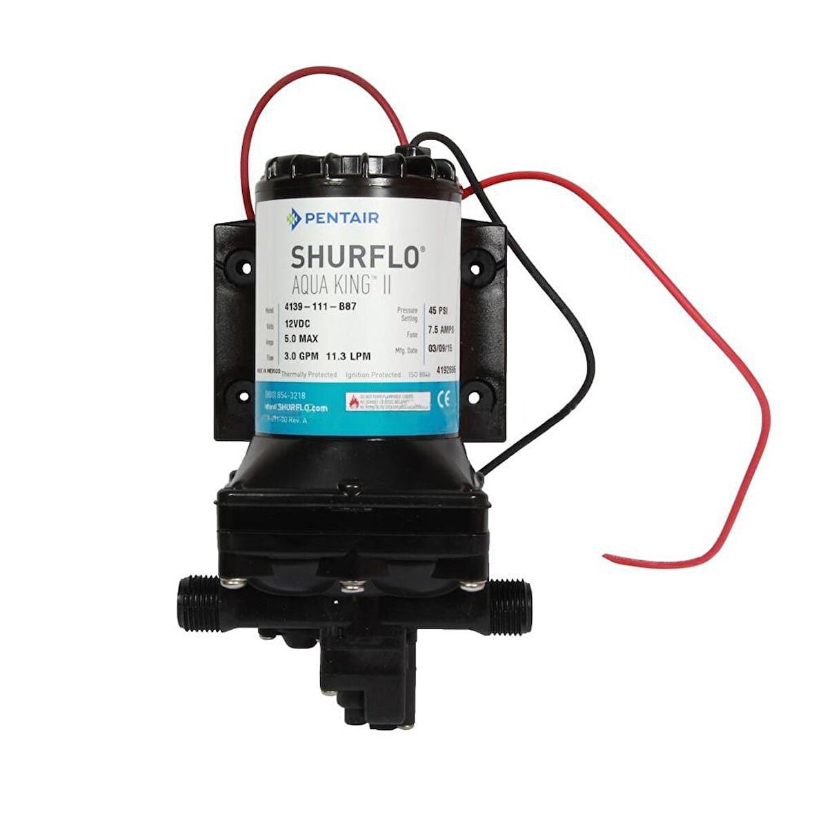 Shurflo Aqua King II 3.0 Sessiz Hidrofor Su Pompası 11.3 Lt/Dk 45Psi - 12v