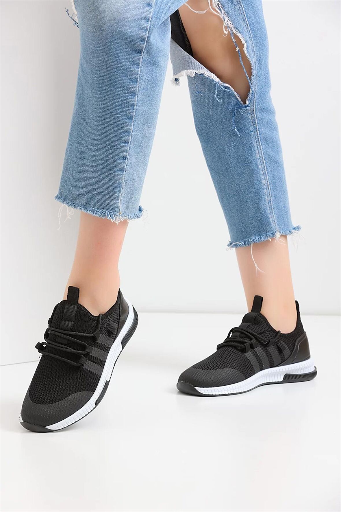 Unisex Triko Sneaker TNT2 - Siyah Beyaz